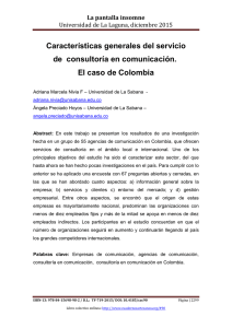 Características generales del servicio de consultoría en comunicación. El caso de Colombia, de Adriana Marcela Nivia F y Ángela Preciado Hoyos  Universidad de La Sabana (Colombia)
