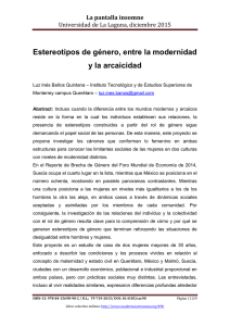 Estereotipos de género, entre la modernidad y la arcaicidad, de Luz Inés Baños Quintana  Instituto Tecnológico y de Estudios Superiores de Monterrey campus Querétaro (Méjico)