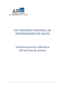 VIII CONGRESO NACIONAL DE INFORMADORES DE SALUD Concurso para la cobertura