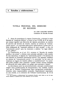 TUTELA PROCESAL DEL DERECHO DE REUNIÓN I. Estudios y colaboraciones