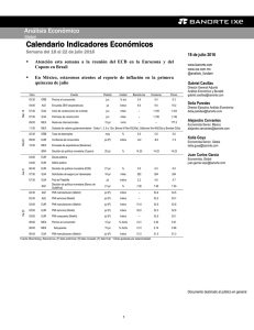 07/18/2016 Calendario Indicadores Económicos.