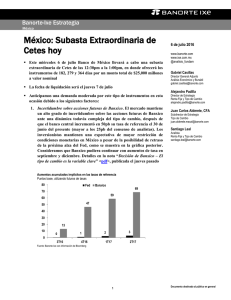 07/06/2016 ESTRATEGIA: Mexico - Subasta Extraordinaria de Cetes hoy.