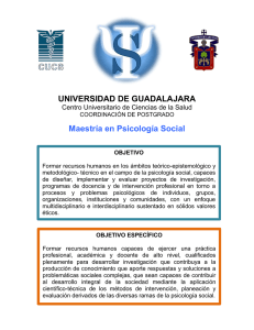 UNIVERSIDAD DE GUADALAJARA Maestría en Psicología Social