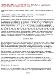 Norma Oficial Mexicana NOM-166-SSA1-1997, Para la Organización y Funcionamiento de Laboratorios Clínicos