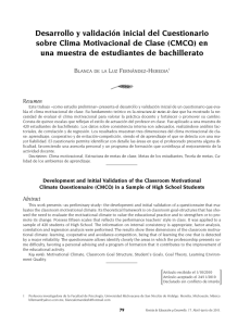 Desarrollo y validaci n inicial del Cuestionario sobre Clima Motivacional de Clase (CMCQ) en una muestra de estudiantes de bachillerato [