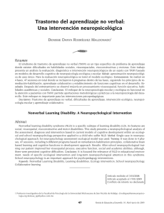 Trastorno del aprendizaje no verbal: Una intervención neuropsicológica [Nonverbal Learning Disability: A Neuropsychological Intervention]