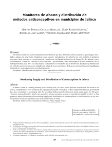 Monitoreo de abasto y distribuci n de m todos anticonceptivos en municipios de Jalisco [ Monitoring Supply and Distribution of Contraceptives in Jalisco ]