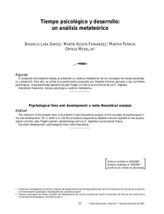 Tiempo psicol gico y desarrollo: un an lisis metate rico [Psychological time and development: a meta theoretical analysis]