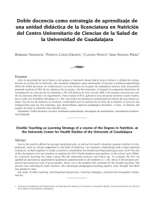 Doble docencia como estrategia de aprendizaje de una unidad didáctica de la licenciatura en Nutrición del Centro Universitario de Ciencias de la Salud de la Universidad de Guadalajara