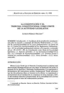 LA CONSTITUCIÓN Y EL TRIBUNAL CONSTITUCIONAL COMO LÍMITE DE LA ACTIVIDAD LEGISLATIVA