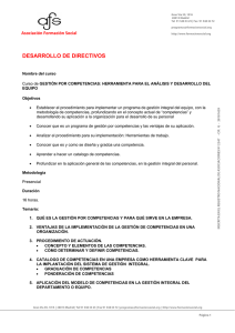 Desarrollo de Directivos: GESTIÓN POR COMPETENCIAS: HERRAMIENTA PARA EL ANÁLISIS Y DESARROLLO DEL EQUIPO.