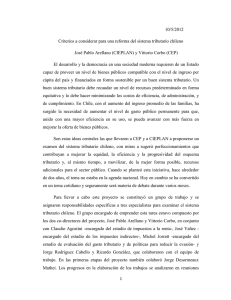 Criterios para una Reforma Tributaria. José Pablo Arellano y Vittorio Corbo