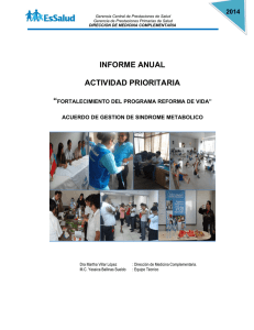 Informe de Producción Anual de Reforma de Vida 2014