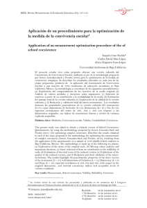 Caso, J. et al. 2013. Aplicacion de un procedimiento para la optimizacion de la medida de la convivencia escolar