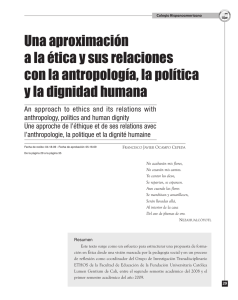 Ocampo, F. 2009. Una aproximacion a la etica y sus relaciones con la antropologia, la politica y la dignidad humana