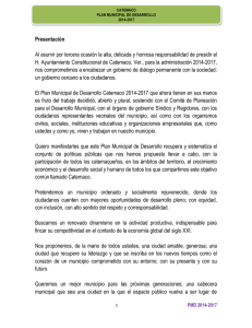 Presentación Al asumir por tercera ocasión la alta, delicada y honrosa... H. Ayuntamiento Constitucional de Catemaco, Ver., para la administración 2014-2017,