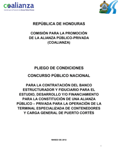 Pliego de Condiciones Banco Estructurador y Fiduciario TC Puerto Cortés