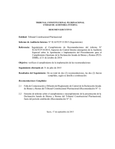 Informe de Auditoría Interna Nº IUAI/TCP/13/2015 (Seguimiento)