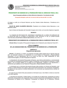 Presupuesto de Egresos de la Federación para el Ejercicio Fiscal 2011