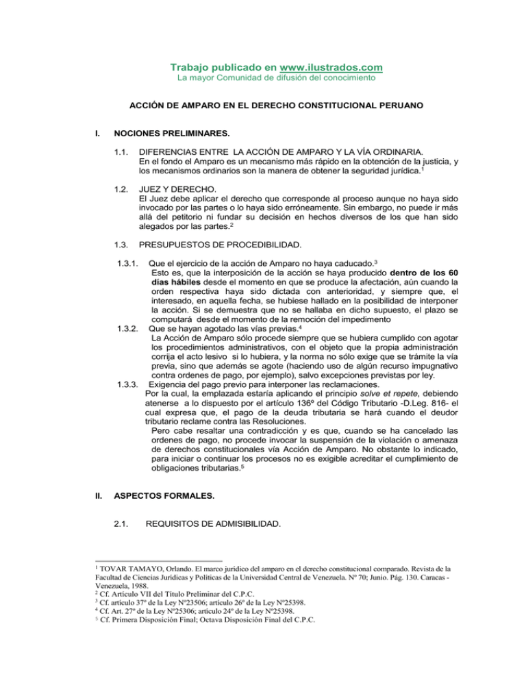 Accion De Amparo En El Derecho Constitucional Peruano