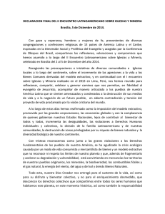 DECLARACION FINAL DEL II ENCUENTRO LATINOAMERICANO SOBRE IGLESIAS Y MINERIA