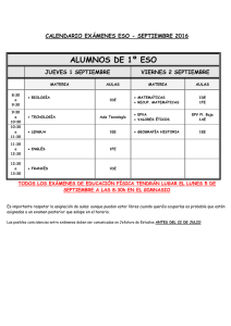 Calendario examenes Septiembre ESO