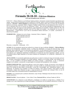 Fórmula 20-10-10 + Fúlvicos-Húmicos
