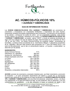 AC. HÚMICOS-FÚLVICOS 10%  + AUXINAS Y GIBERELINAS GUIA DE INFORMACION TECNICA