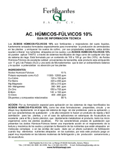 AC. HÚMICOS-FÚLVICOS 10% GUIA DE INFORMACION TECNICA