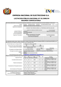EMPRESA NACIONAL DE ELECTRICIDAD S.A.  LICITACION PÚBLICA NACIONAL Nº IS/2008/04 SEGUNDA CONVOCATORIA