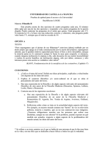 UNIVERSIDAD DE CASTILLA-LA MANCHA Bachillerato LOGSE Filosofía II