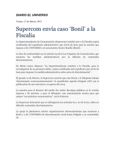 Supercom envía caso ‘Bonil’ a la Fiscalía DIARIO EL UNIVERSO