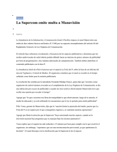 La Supercom emite multa a Manavisión Manabí