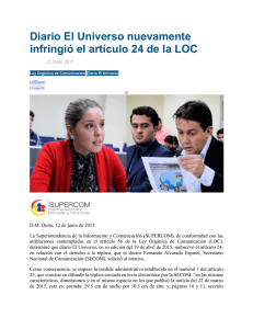 Diario El Universo nuevamente infringió el artículo 24 de la LOC
