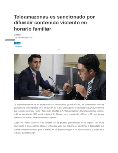 Teleamazonas es sancionado por difundir contenido violento en horario familiar
