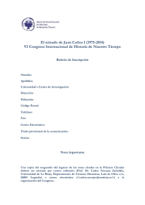 El reinado de Juan Carlos I (1975-2014) Boletín de Inscripción