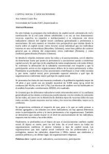 CAPITAL SOCIAL Y ASOCIACIONISMO José Antonio López Rey Universidade da Coruña (UdC),