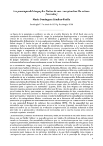 Las paradojas del riesgo y los límites de una conceptualización... [borrador] Mario Domínguez Sánchez-Pinilla Sociología V. Facultad de CCPP y Sociología. UCM