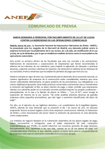 ANEFA demanda a Ferrovial por incumplimiento de la ley de lucha contra la morosidad en las operaciones comerciales