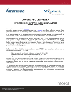 COMUNICADO DE PRENSA INTERMEC CK3 INCORPORA EL AUDÍFONO INALÁMBRICO SRX DE VOCOLLECT