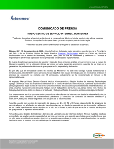 COMUNICADO DE PRENSA NUEVO CENTRO DE SERVICIO INTERMEC, MONTERREY