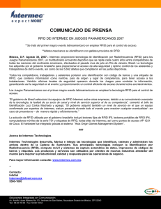 COMUNICADO DE PRENSA  RFID DE INTERMEC EN JUEGOS PANAMERICANOS 2007