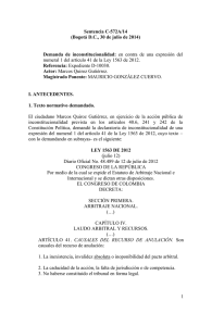 numeral 1 del artículo 41 de la Ley 1563 de... Sentencia C-572A/14 (Bogotá D.C., 30 de julio de 2014)