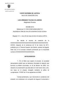 CORTE SUPREMA DE JUSTICIA LUIS ARMANDO TOLOSA VILLABONA SALA DE CASACIÓN CIVIL