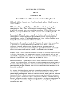 Firma del Tratado de Libre Comercio entre Costa Rica y Canad