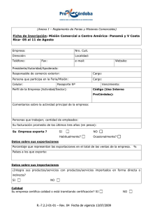 Ficha de Inscripción: Misión Comercial a Centro América- Panamá y... Rica- 05 al 11 de Agosto