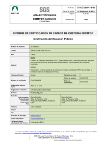 Reporte de certificación CdC 2015 - Impresora Printer S.A.