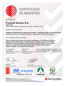 Certificado CdC (Español) - Forestal Arauco S.A. - Zona Sur