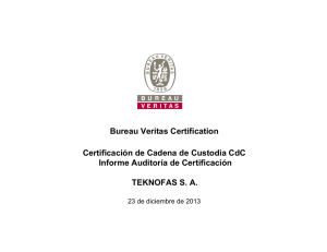 Reporte de Certificación CdC 2013 - Teknofas S.A.