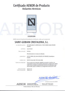Certificado AENORde Producto Aislantestérmicos SAINT-GOBAIN